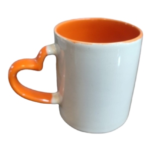 Custom Name Printed Coffee Mug Heart Handle orange