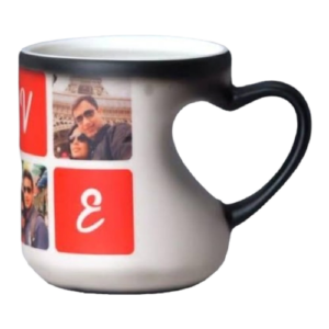 heart cut black magic coffee mug