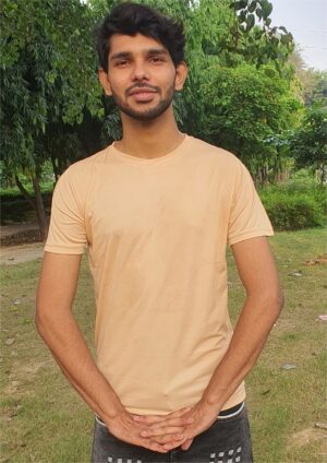 Camel Color Half Sleeve Plain T-Shirt for Men