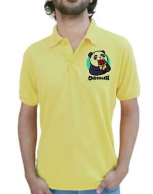 Chocolate Panda Collar Half Sleeve T-Shirt Yellow