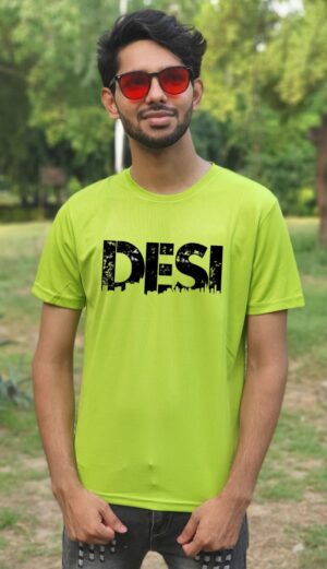 Desi Printed T-Shirt Half Sleeve (Parrot Green)