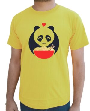 Eating Panda Half Sleeve Yellow T-Shirt