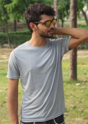 Half Sleeve Plain Grey T-Shirt for Men
