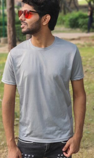 Half Sleeve Plain Grey T-Shirt for Men3