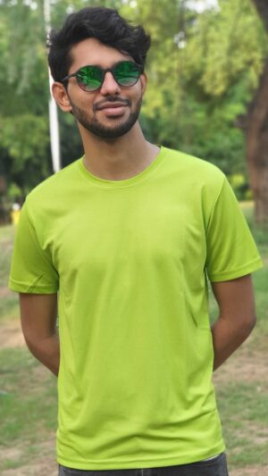 Parrot Green Half Sleeve Plain T-Shirt