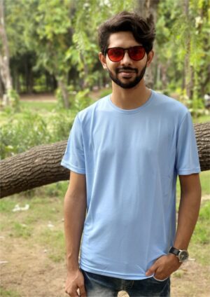 Sky Blue Plain Sports T-Shirt Half Sleeve