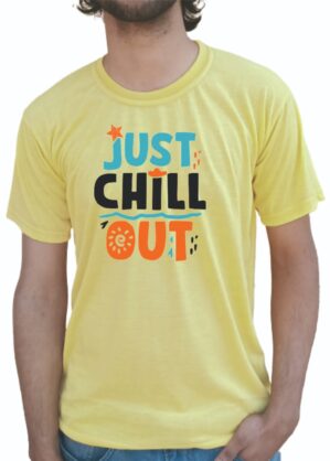 T-Shirt for Summer Half Sleeve Just Chill Out Printed (Yellow)