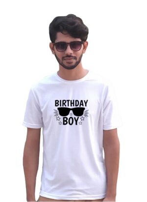 Birthday Boy Printed Tshirt | Half Sleeve Round Neck White Color T-Shirt