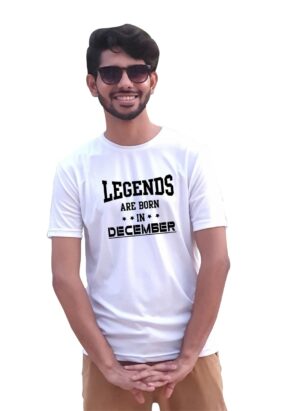 Born in December Birthday T-Shirt Round Neck Half Sleeve for Men