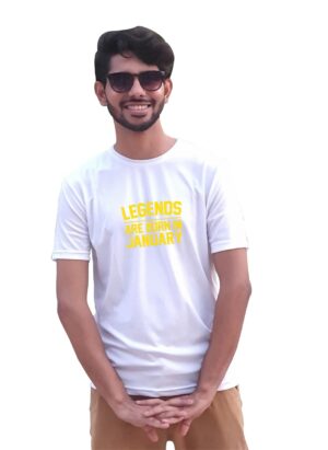 Born in January Birthday T-Shirt Round Neck Half Sleeve for Men