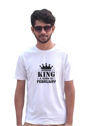 Kings Born In February White T-Shirt for Men/Boys