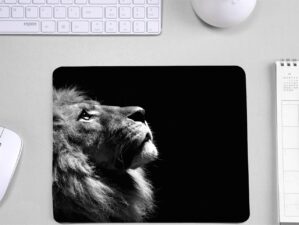 Lion Printed Black Color Anti Skid 3mm Mouse Pad