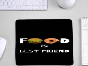 Black Food Printed Mouse Pad No Slip