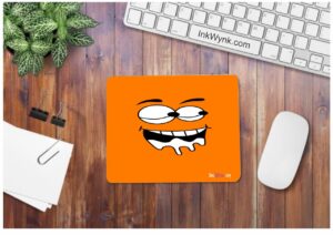 Emoji Printed Orange Color Students Mouse Pad