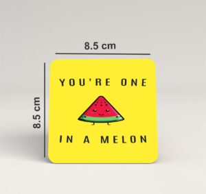 cute watermelon emoji Coasters for Table (Pack of 4 Coasters)