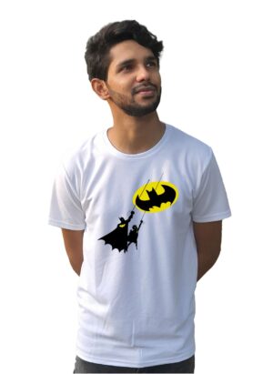 Batman And Robin Theme White T-Shirt for Men's