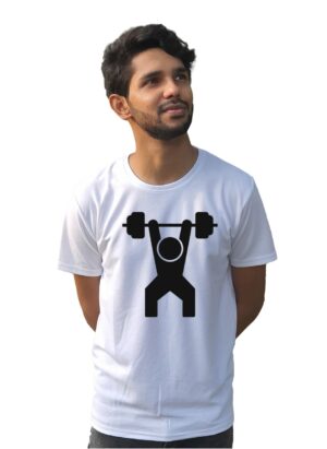 Gym Exercise Printed White T-Shirt for Men's