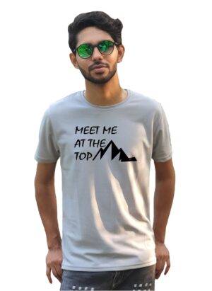 Half Sleeve Round Neck Trekking T-Shirt For Men grey