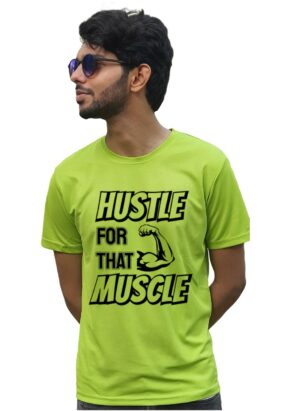 Hustle for That Muscle Parrot Green T-Shirt for Men's