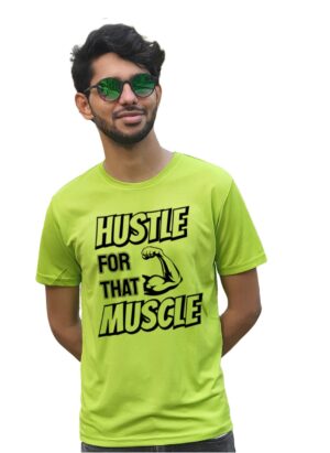 Hustle for That Muscle Parrot Green T-Shirt for Men's