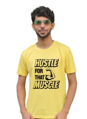Hustle for That Muscle Textual T-Shirt for Men's