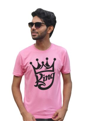 King Logo Printed Pink T-Shirt for Men's
