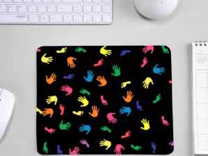 Colorful Hand Print Sign Mousepad