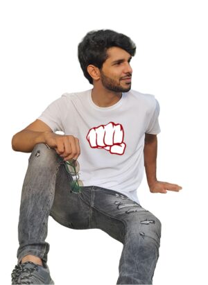 Fist Punch Half Sleeve Round Neck Men's T-Shirt