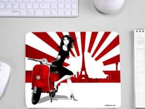 Girl Riding Scooter Graphical 3mm Mousepad