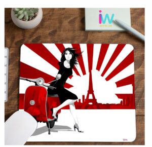Girl Riding Scooter Graphical 3mm Mousepad