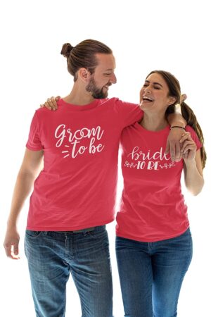 Bride To Be Couple Red Cotton T-Shirt