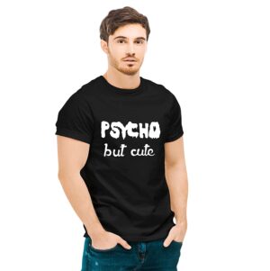Cute But Psycho Couple Black Cotton T-Shirt