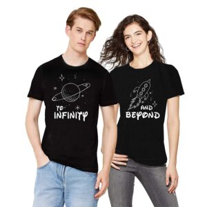 Infinity and Beyond Couple Black Cotton T-Shirt