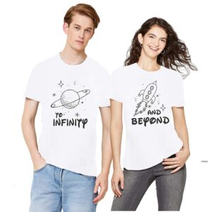 Infinity and Beyond Couple Cotton White T-Shirt