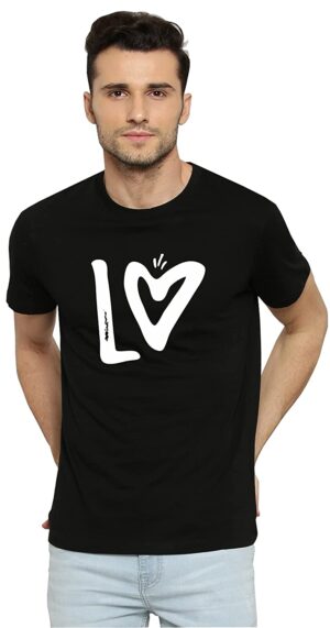 Love Couple Black Cotton T-Shirt