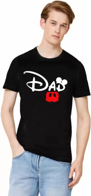 Mom Dad Couple Cotton Black T-Shirt