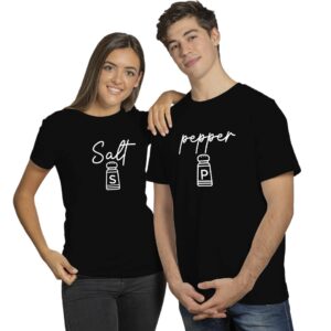 Salt Pepper Couple Cotton Black T-Shirt
