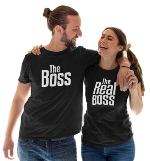 The Real Boss Couple Cotton Black T-Shirt
