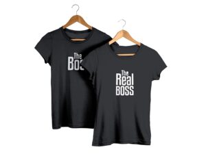 The Real Boss Couple Cotton Black T-Shirt