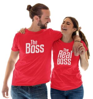 The Real Boss Couple Cotton Red T-Shirt