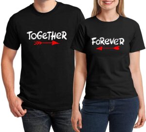 Together Forever Couple Cotton Black T-Shirt