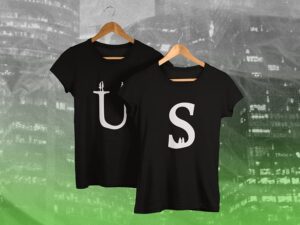 US Couple Black Cotton T-Shirt