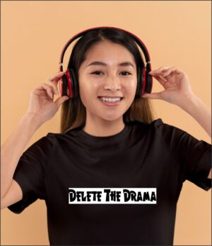 Delete The Drama Black T-Shirt for Girls
