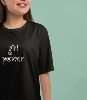Girl Power Black Half Sleeve Round Neck T-Shirt