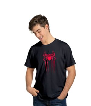 Spider Print Half Sleeve Cotton T-Shirt for Men & Boys (Black)