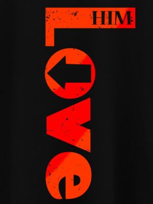 Love Her Love Him Couple Cotton Black T-Shirt Half Sleeve