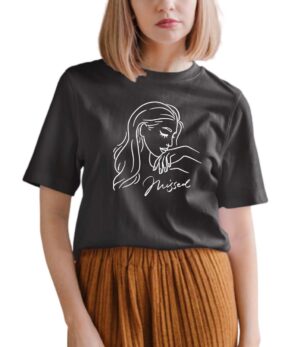 Graphic Aesthetic Black Cotton T-Shirt For Women