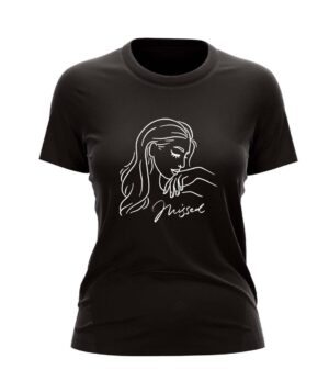Graphic Aesthetic Black Cotton T-Shirt For Women