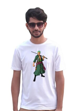 One Piece Roronoa Zoro Half Sleeve Round Neck Men's T-Shirt