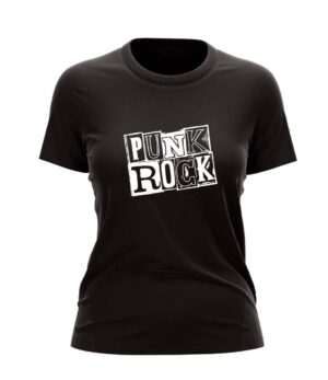 Punk Rock Women's Half Sleeve Cotton Black T-Shirt